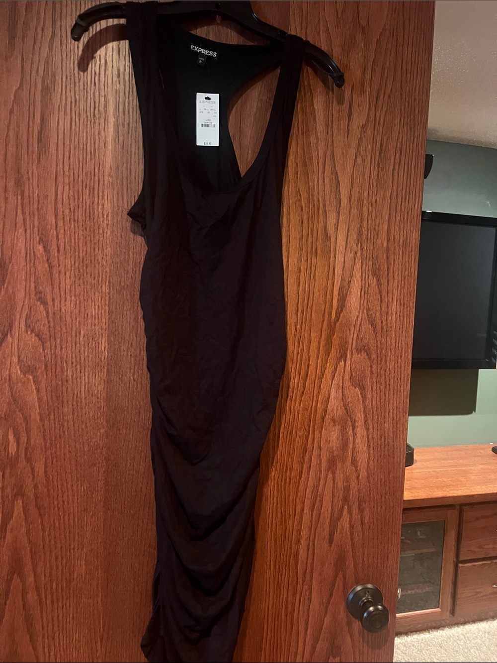 Express One-Shoulder Black Ruched Bodycon Dress